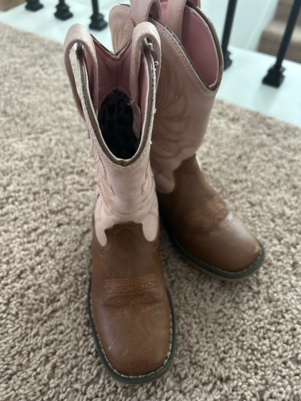 Girls' Brown and Pink Western Cowgirl Boots